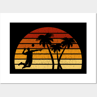 Vintage Sunset Volleyball Gift For Volleyball Players Posters and Art